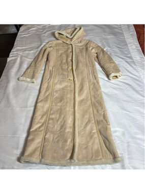 Women's Big Chill Faux Fur Lined Long Coat Beige Size M